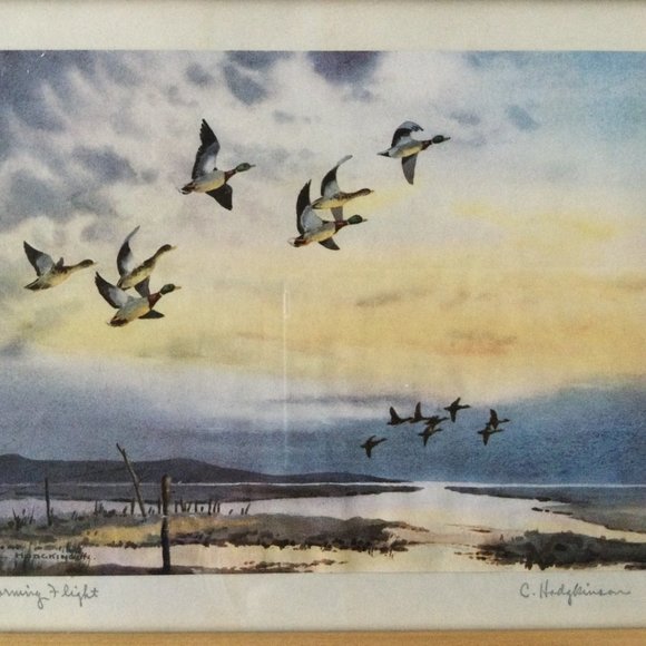 Small art print pencil signed titled framed T. Eaton Co Canada goose flying - Picture 3 of 7